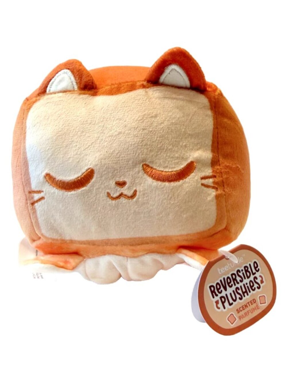TeeTurtle Reversible Scented Bread Cat Plushie Kitty Plush Happy to Angry NWT